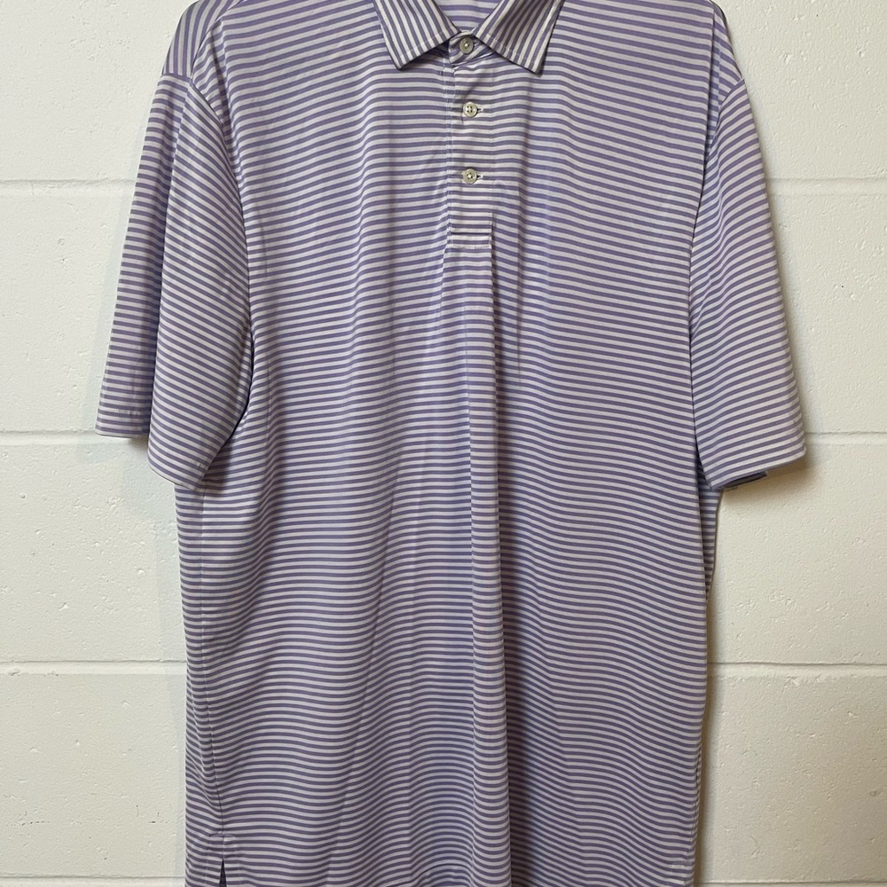 RLX Ralph Lauren Golf Polo Shirt Men’s L – Purple White Stripe – Performance Fit